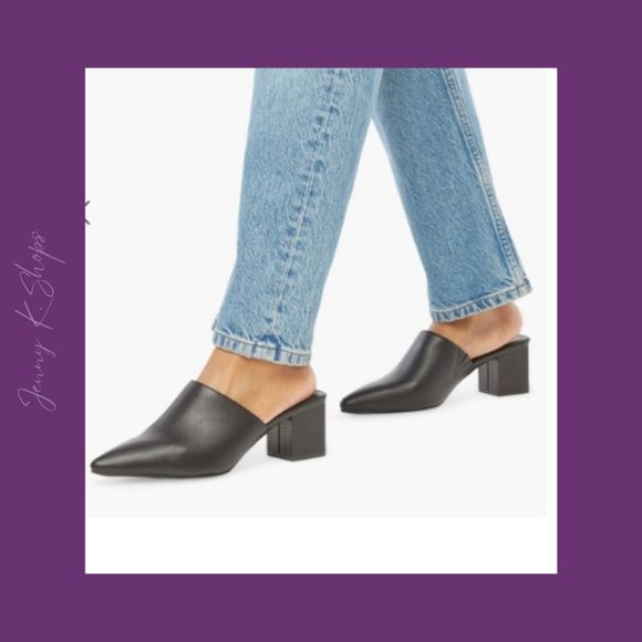 JustFab Shoes - NWB! Just Fab | Onyx Black Faux Leather Pointed Toe Mule Style w/ Heel | Size: 7